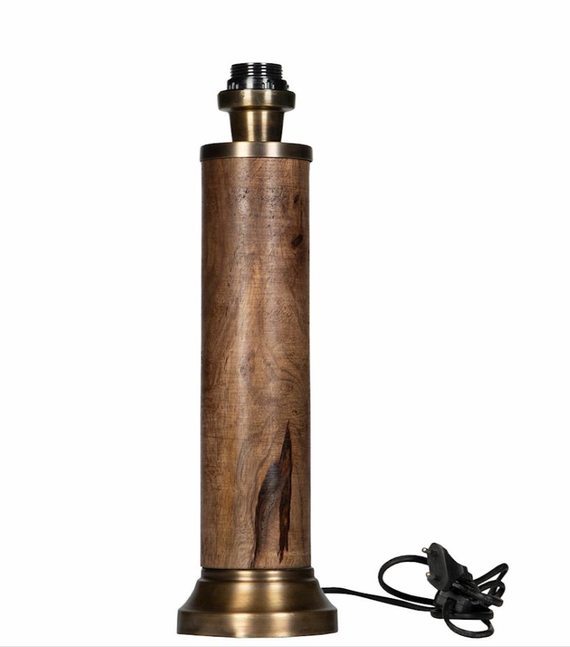 Bordlampe Søjle Antik Messing 41 cm