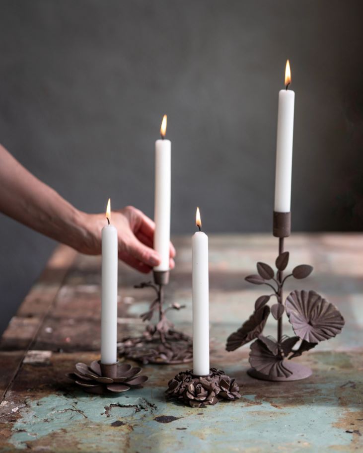 Lysestage Floral 2-pak Brun 16x12x23cm