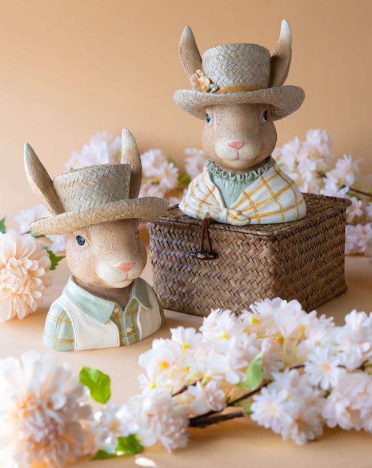 Påskepynt Byste Fru Kanin Hat 21 cm