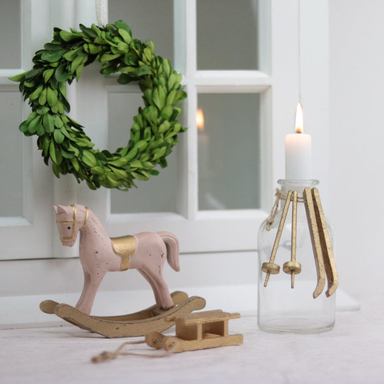 Indendørs Juledekoration Træslæde 12,5 cm