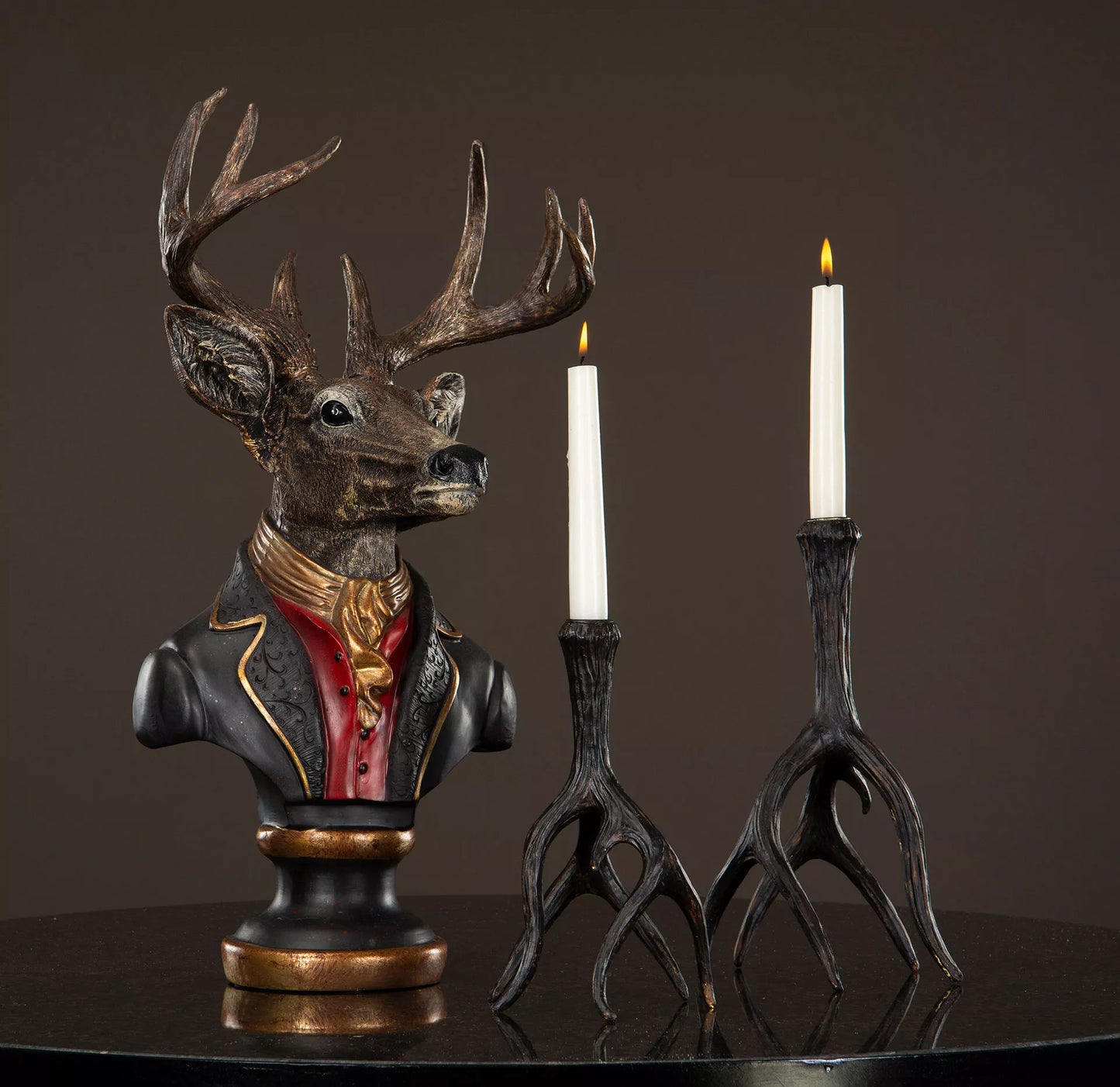 Julelysestage Rensdyrhorn Mørkebrun Poly 15x13x29cm 1 stk