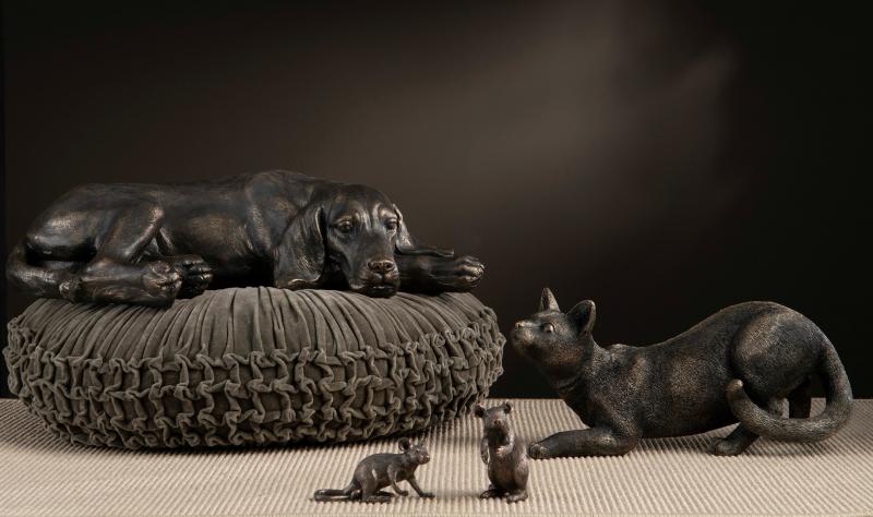 Dekoration Mus Gyldenbrun Mix Poly 12x4,5x6,8cm 2-pak