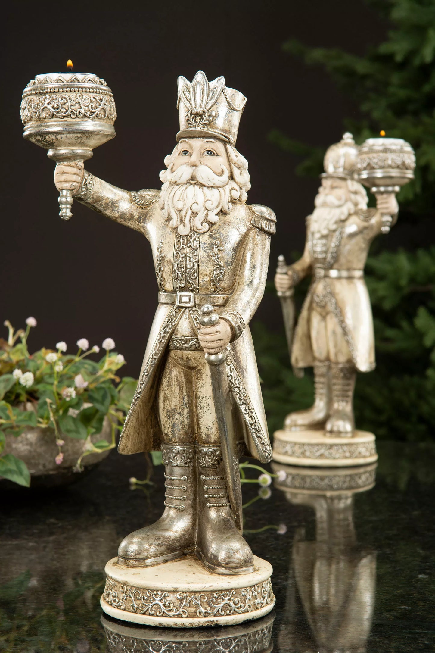 Lysestage Nøddeknækker Mix Poly 15x10x35cm 2-pak