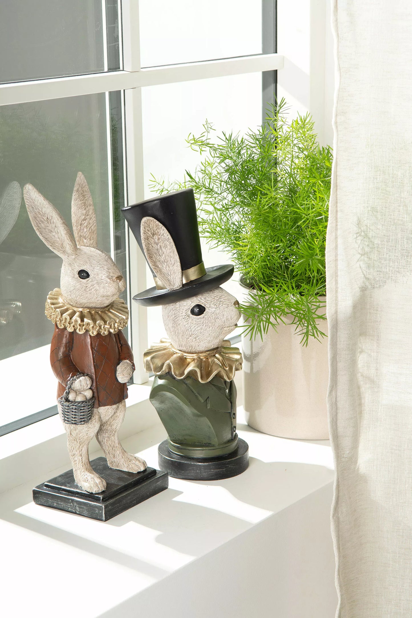 Påskdekoration Kanin Med Hatt Polyresin 15,5x16x36,5cm I lager: Vecka 8