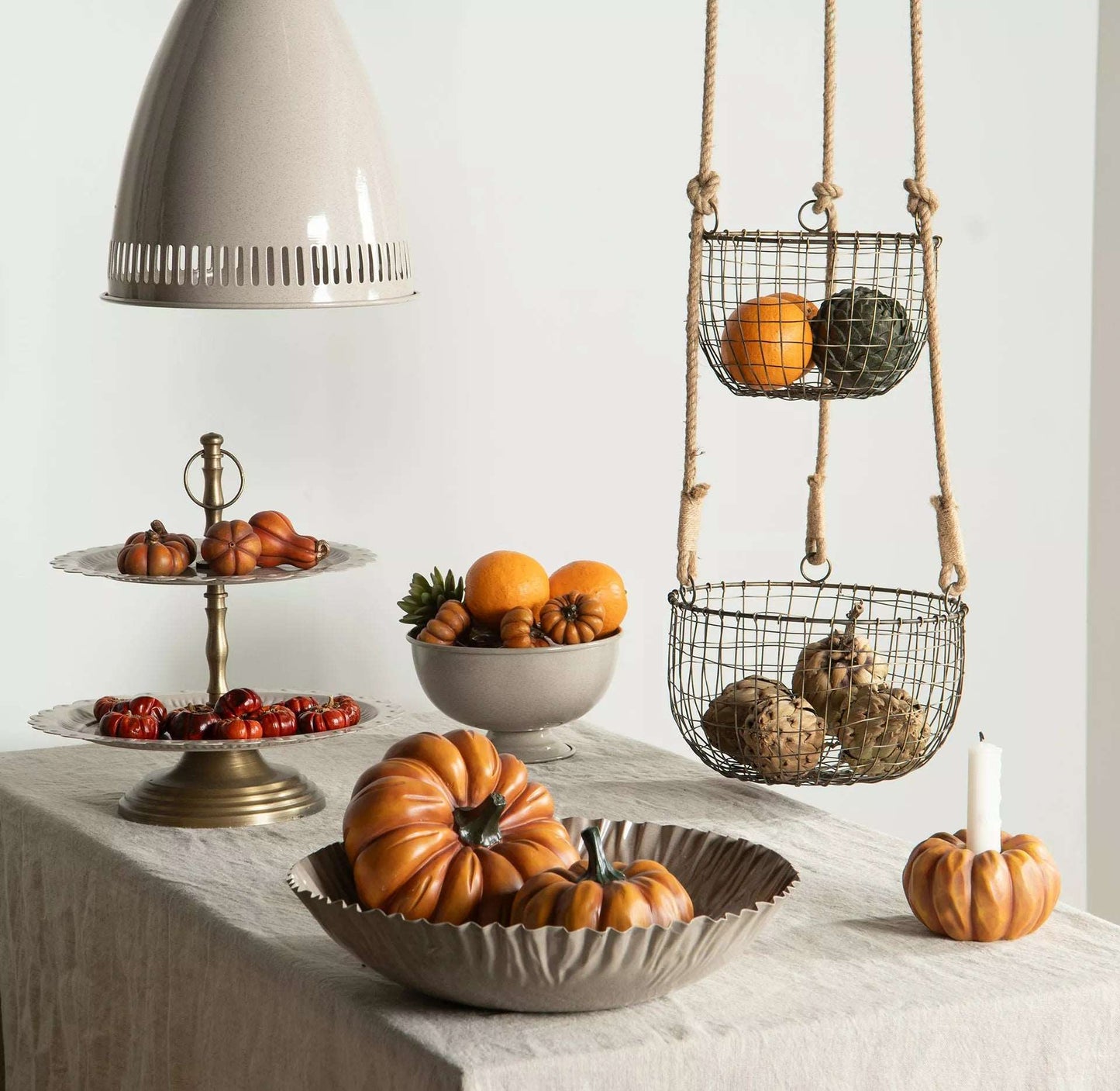 Dekorativ korg Hängande korgar 3 st - antikmässing