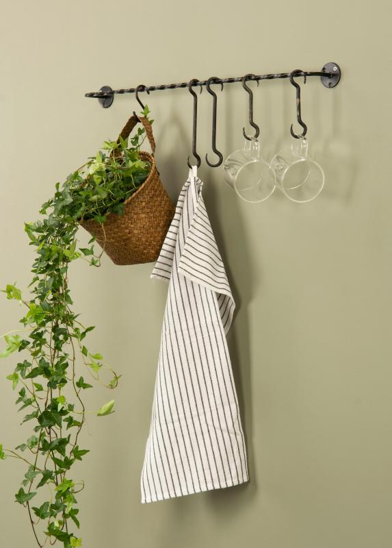 Hængende hylde S Krog Smedet Sort Metal 3x12cm 4-pak