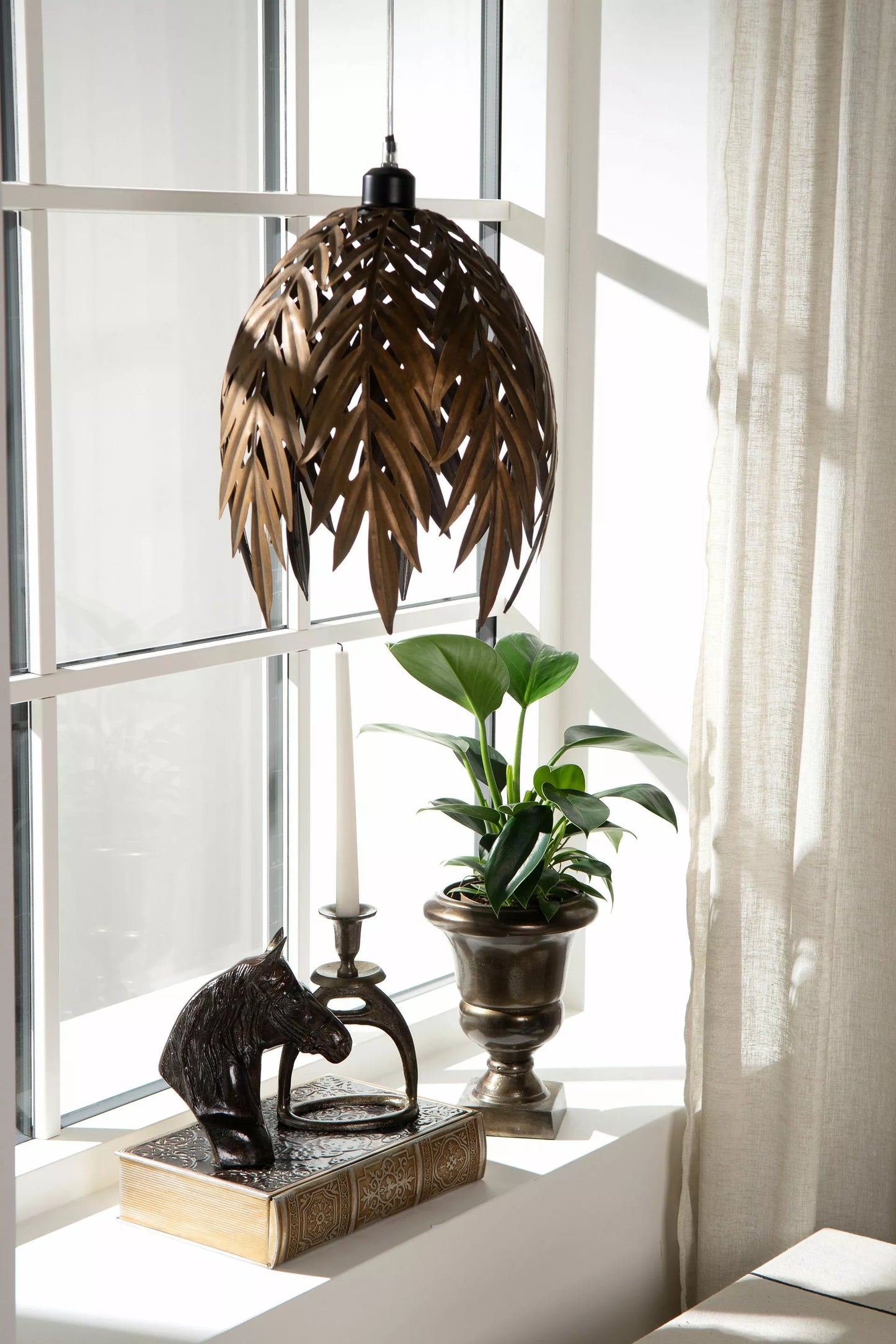 Lysestage Bøjle Brændt Messing 2-pack 14x9x20cm