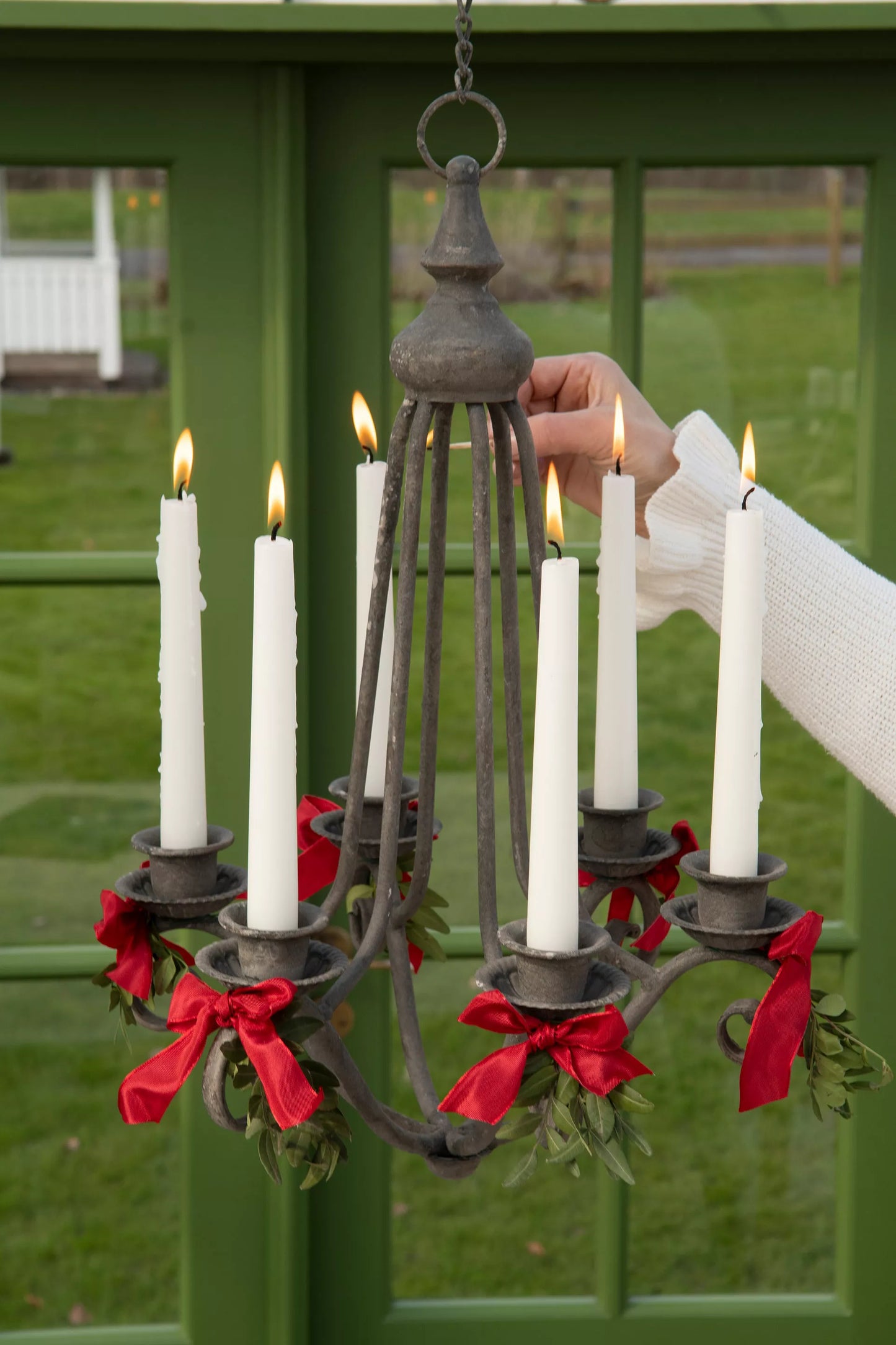 Lysekrone til kronelys 50 cm 6 lys - antikgrå