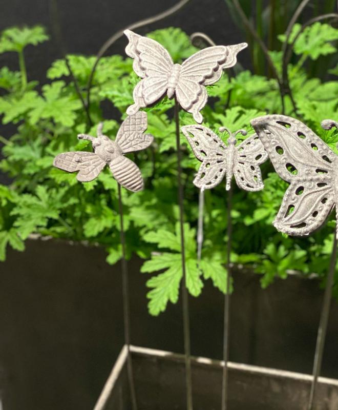 Havedekoration Stick Butterfly Bee Mix 6-pack Metal