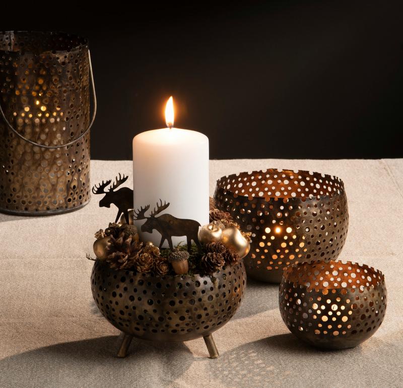 Lantern Lyselygte Twinkle Fod Antik Brun Ø20x11cm 2-pak