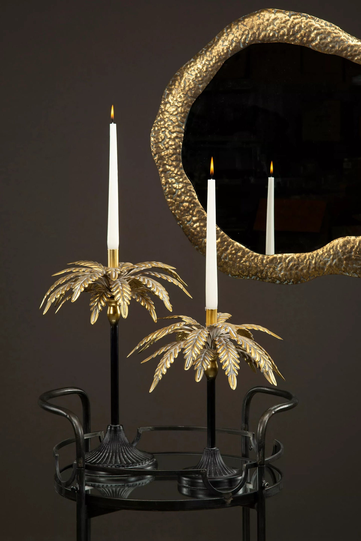 Serveringsvogn Vinreol Drinkvogn med spejl 90,5 cm - sort