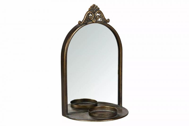 Lysestage Væg Antik Messing 20,5x12x33cm