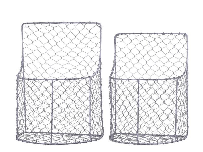 Dekorativ Kurv Fil de fer Kurv til væg 2-pack H36/L25,5/B19,5 cm antique zink