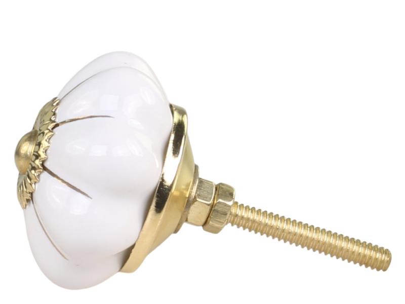 Dørhandtag Greb m. blomst Ø4 cm hvid