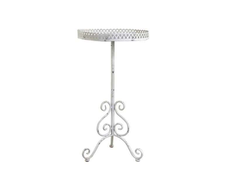 Sidebord m. fil de fer kant H60/Ø32 cm creme