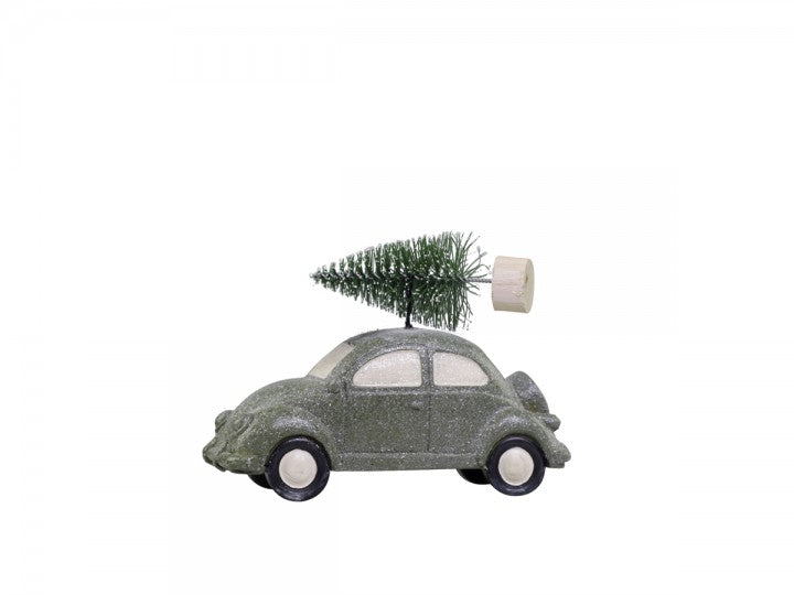 Indendørs juledekoration Bil m. juletræ 6,5x10,5 cm