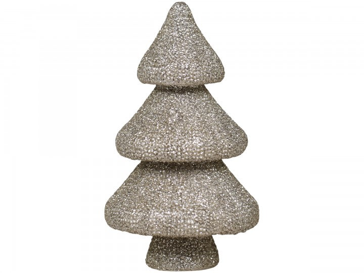 Indendørs juledekoration Juletræ med glimmer 9,5 cm champagne