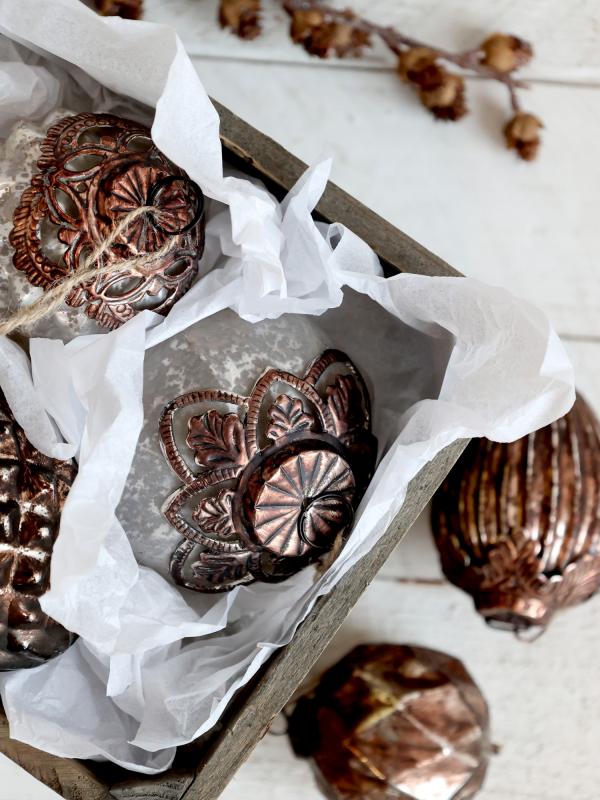 Juletræspynt Julekugle Glas Ø7 cm antique mocca 4-pack