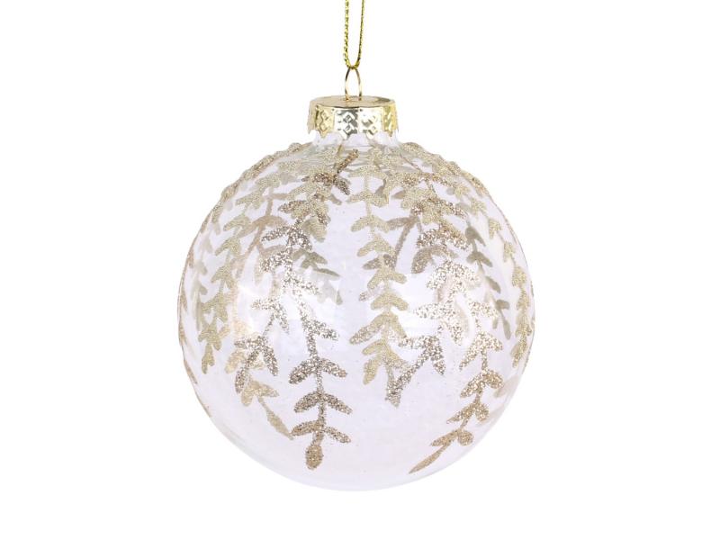 Juletræspynt Julekugle m. glimmer Glas Ø8 cm klar 4-pack