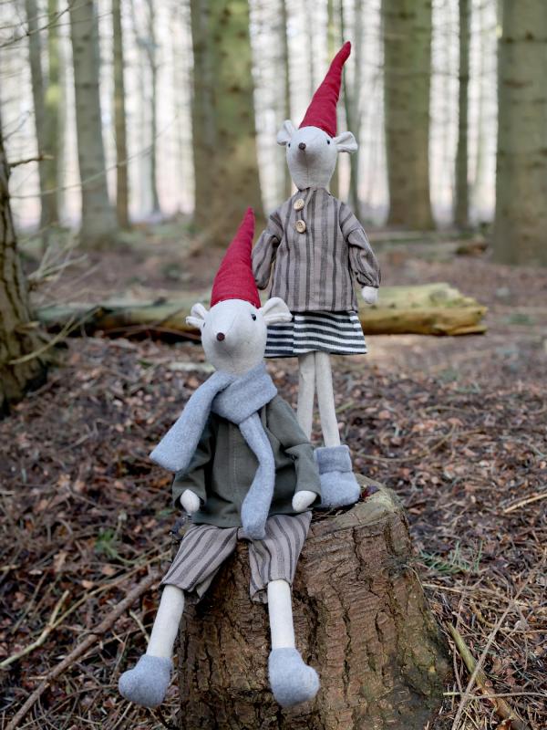 Indendørs juledekoration Julemus stående 2-pack H38 cm