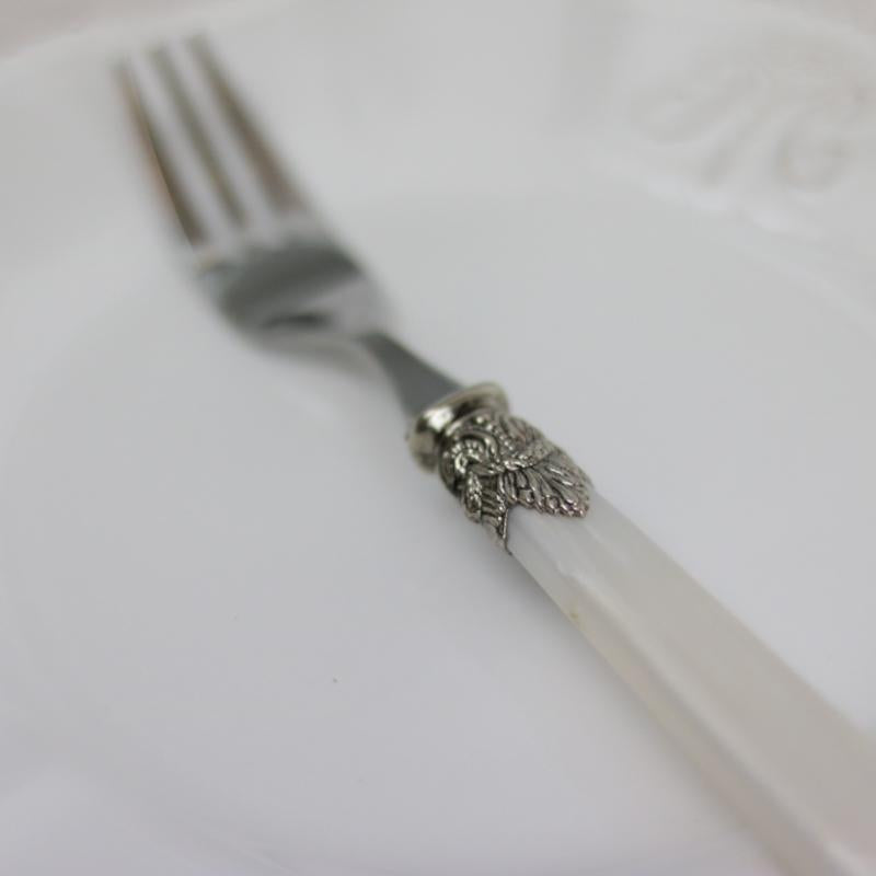 Bestik Linas Kagegaffel 12 stk - antik perlehvid