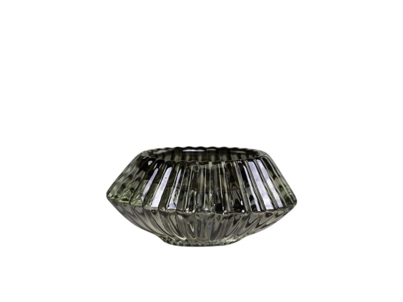 Lysestage til bedelys og fyrfadslys H4/Ø8 cm grå