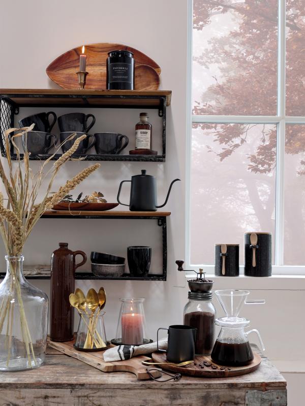 Lantern Hurricane m. glas H14/Ø14 cm antique messing 1 st