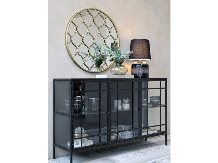 Bordlampe i smoked glas m. slibninger H54/Ø25,5 kul m. skærm