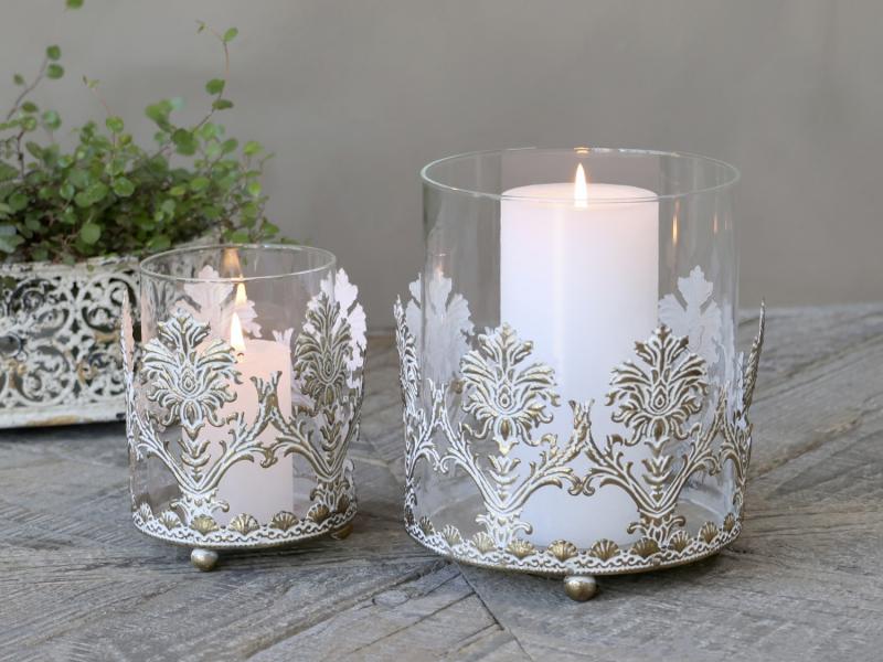 Lantern Hurricane m. dekor H17,5/Ø15 cm antique messing 1 st Højre