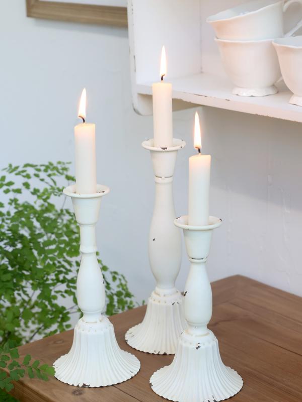 Lysestage H20,5/Ø10 cm antique creme 1 st