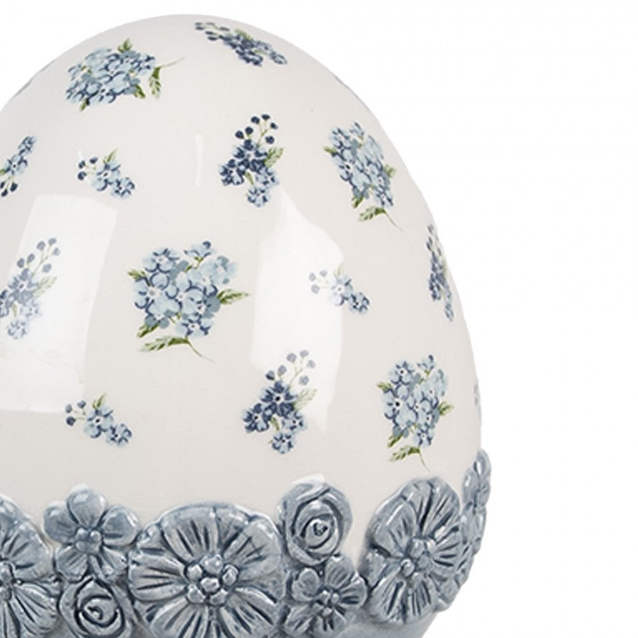 Påskepynt Æg Ø 12x19 cm Hvid Blå Keramik