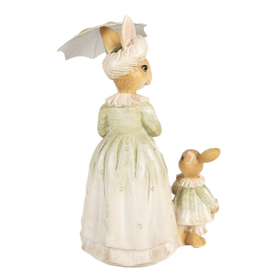 Påskdekoration Kanin 21 Cm Brun Grön Polyresin