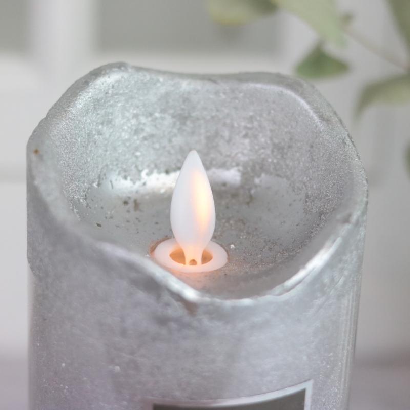 Ljus Batteridrivet blockljus LED med timer silver 11 cm