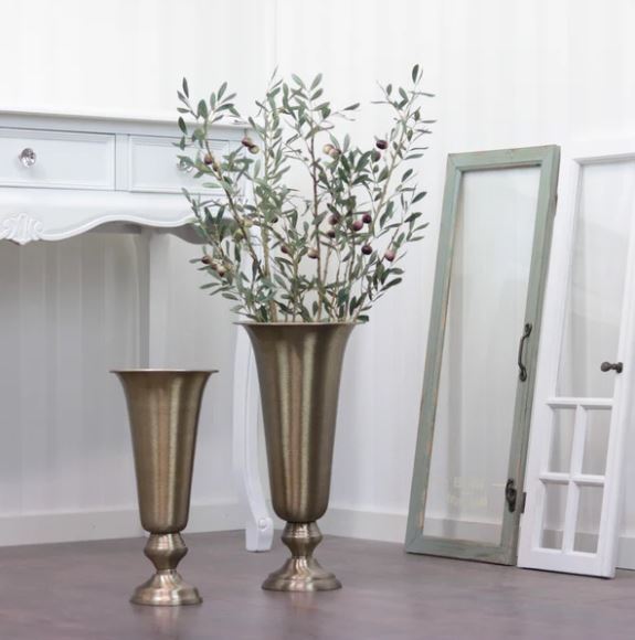 Blomsterkrukke Pokal/Vase Tara Børstet Messing 36 cm