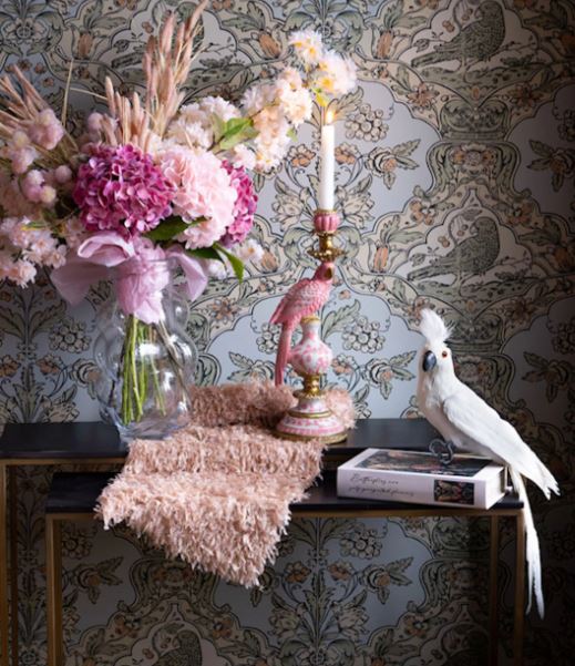 Lysestage Papegøje Rosa 40 cm På lager uge 07