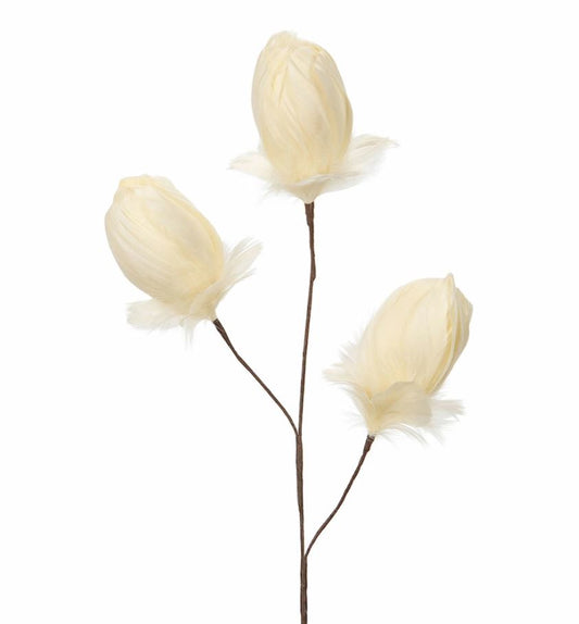 Dekoration Gren Fjerknop Vanilje 3-pak 85 cm