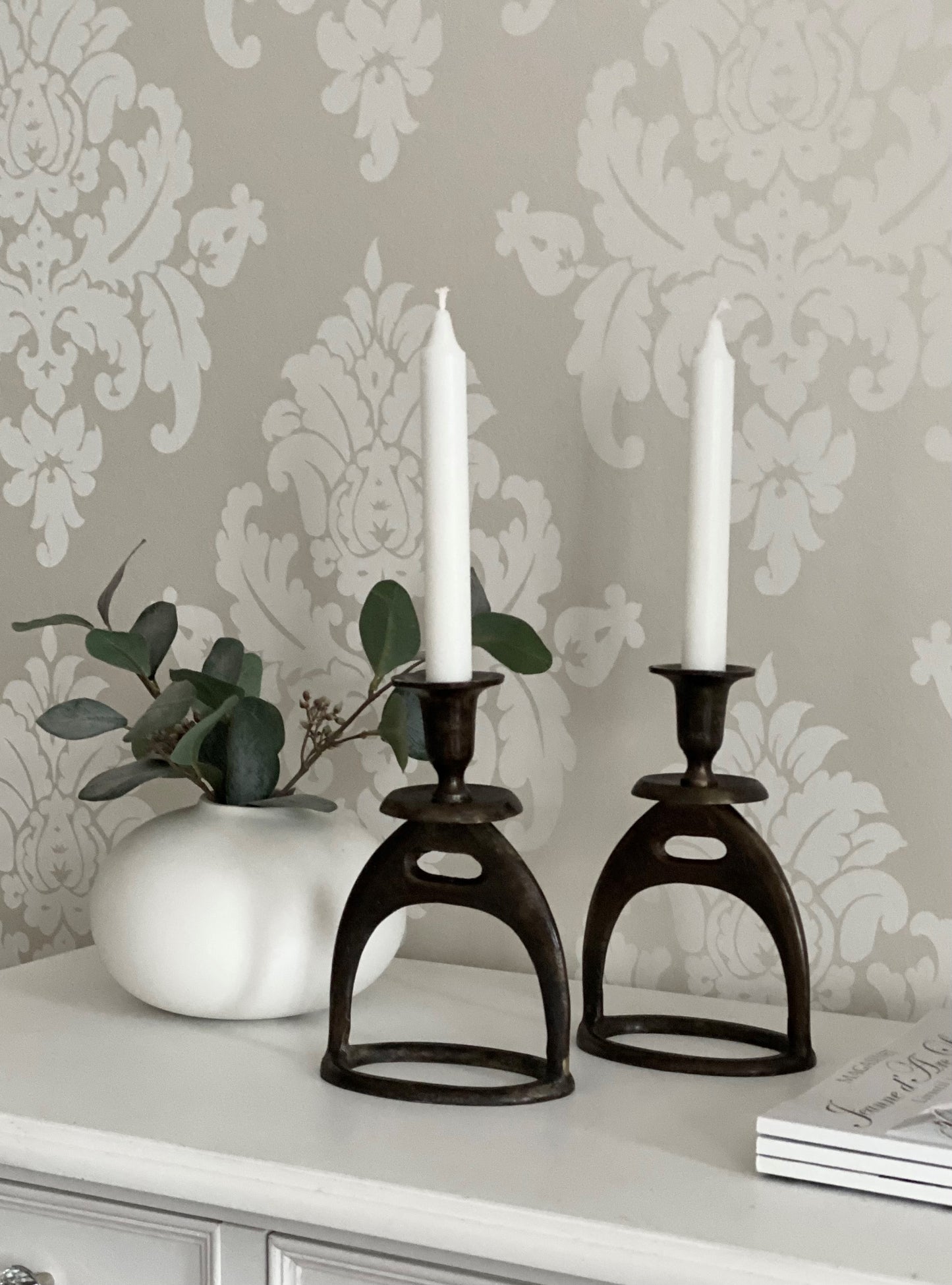 Lysestage Bøjle Brændt Messing  2-pack 14x9x20cm