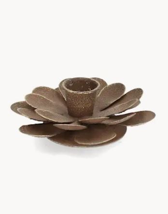 Lysestage Floral 2-pak Brun Ø12x4cm