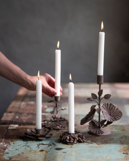 Lysestage Floral 2-pak Brun 16x12x23cm