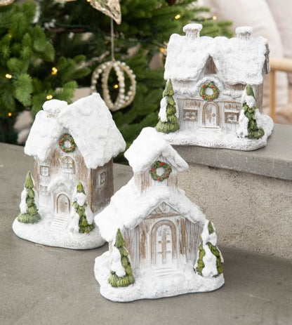 Indendørs juledekoration 3-pak Hus Snøby Mix