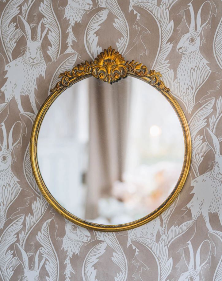 Vægspejl Rundt Ornament Guld 46,5x2,5x50cm