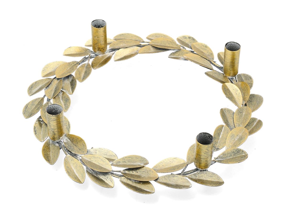 Lysestage Krans Ø33x8 cm AntikGuld