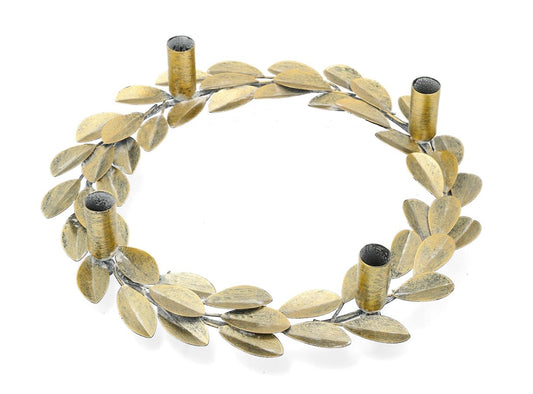 Lysestage Krans Ø33x8 cm AntikGuld