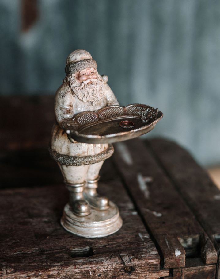 Indendørs juledekoration Julemand Med Fat 14x16x25cm