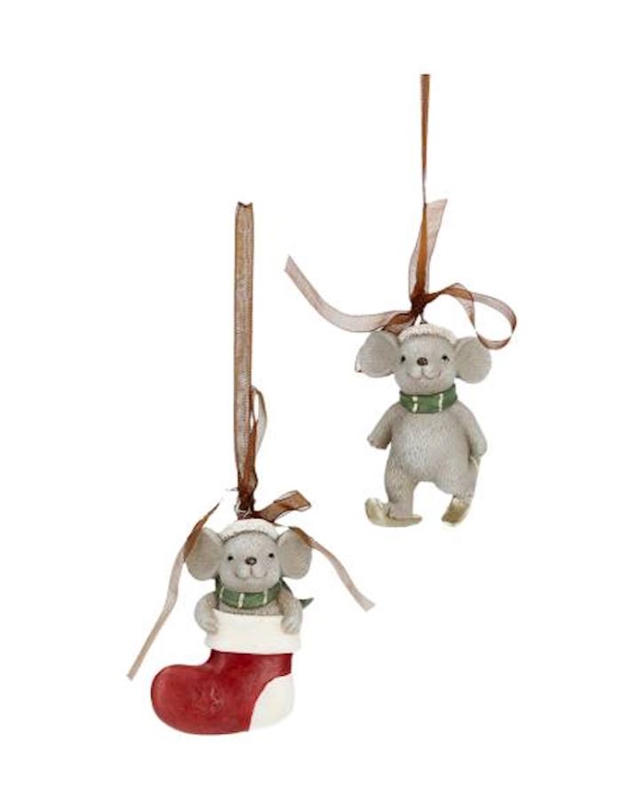 Indendørs juledekoration Mus Hænge 2-pack Mix 5x5x7cm