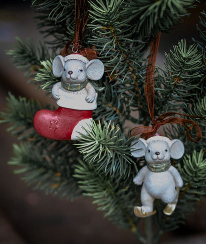Indendørs juledekoration Mus Hænge 2-pack Mix 5x5x7cm