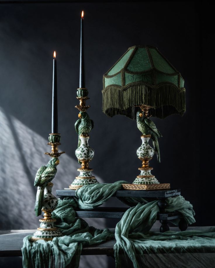 Lysestage Papegøje Grøn 40 cm På lager uge 07