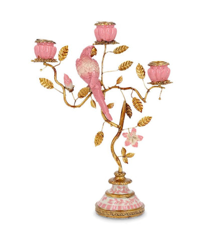 Lysestage Fugleblad Rosa 23x9x32 cm