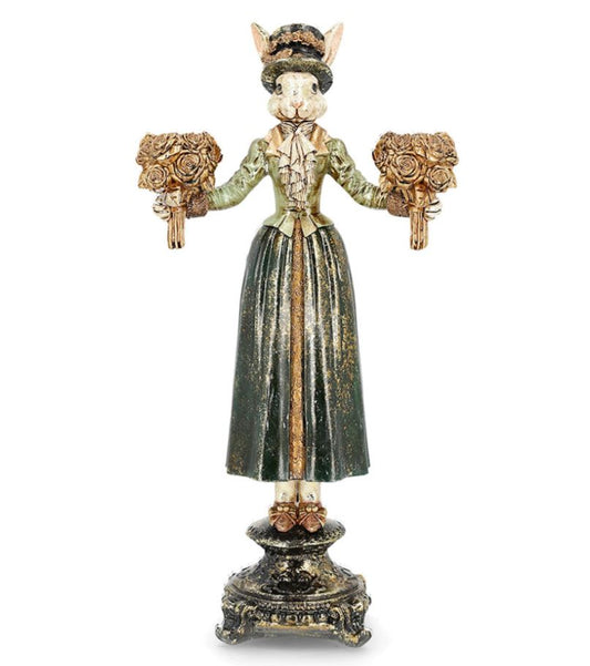 Lysestage Fru Kanin Grøn 43 cm