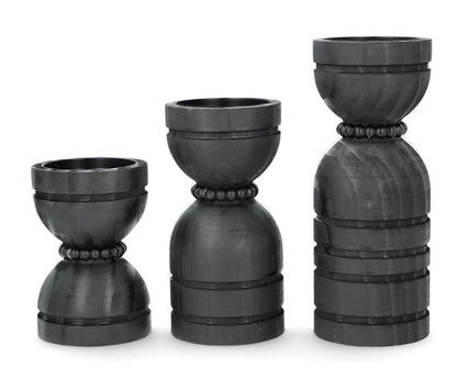 Lysestage i træ 3-pak 15/20/25 cm sort